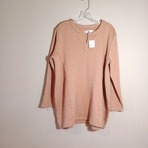 Free People fp beach henley tunic in latte Size M Oversize New Nwt